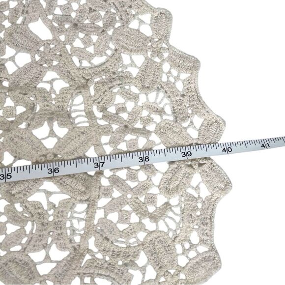 Adora Cream Sheer Crochet Lace Hi-Low Midi Open Front Boho Vest Women’s Size S/M - Picture 9 of 9